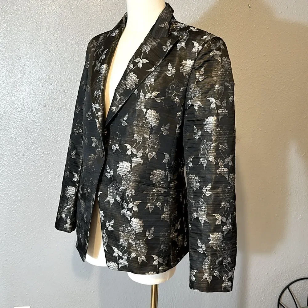 Zanella women’s floral brocade single button jacket/ blazer size 10